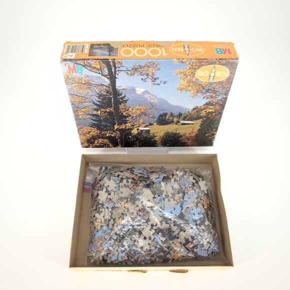 MB Milton Bradley VTG 1000 Piece "Near Gsteig, Switzerland" Jigsaw Puzzle - GUC - Picture 2 of 12